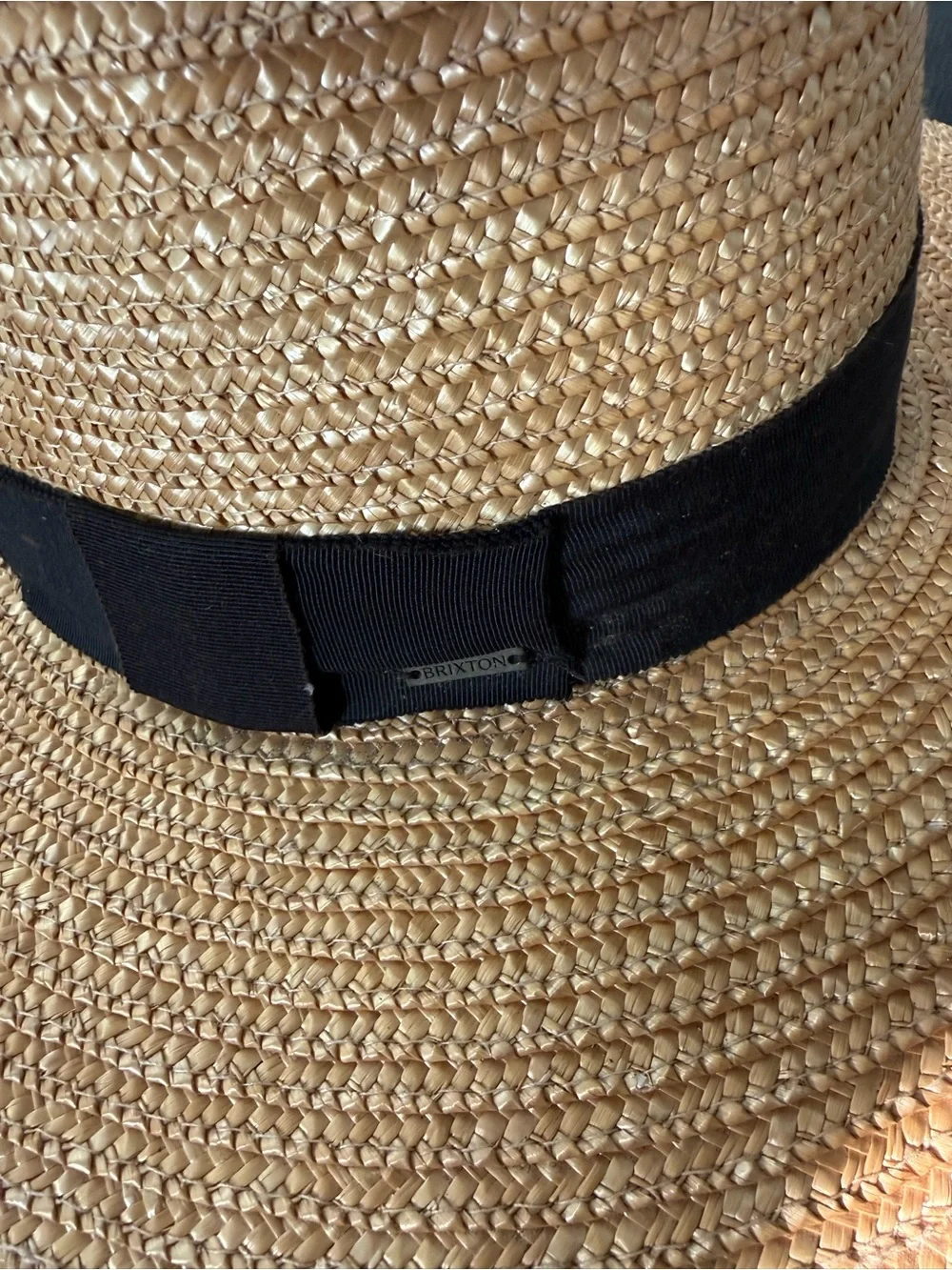 Brixton Joanna Straw Hat Black Strap Tan Small